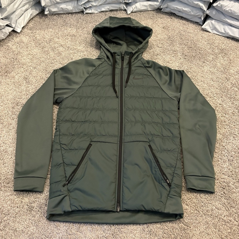 Nike Mens Therma Dri Fit Training Jacket Green Size Small 864103-382 Insulated